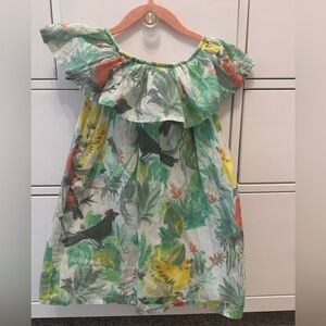 Fábula Kids dress - Colorful Parrot Print (holographic print) -Farm Rio for kids